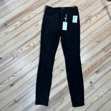 NWT Good American Black Faux Suede High Rise Skinny Pants Size 6/28 soft stretch