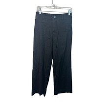 Maeve Anthropologie The Colette Wide Leg Pants Women 0 Black Linen Blend 3060