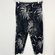 Chico's Design Womens Vintage Pants Size XL Cotton Blend Casual Tropical Black