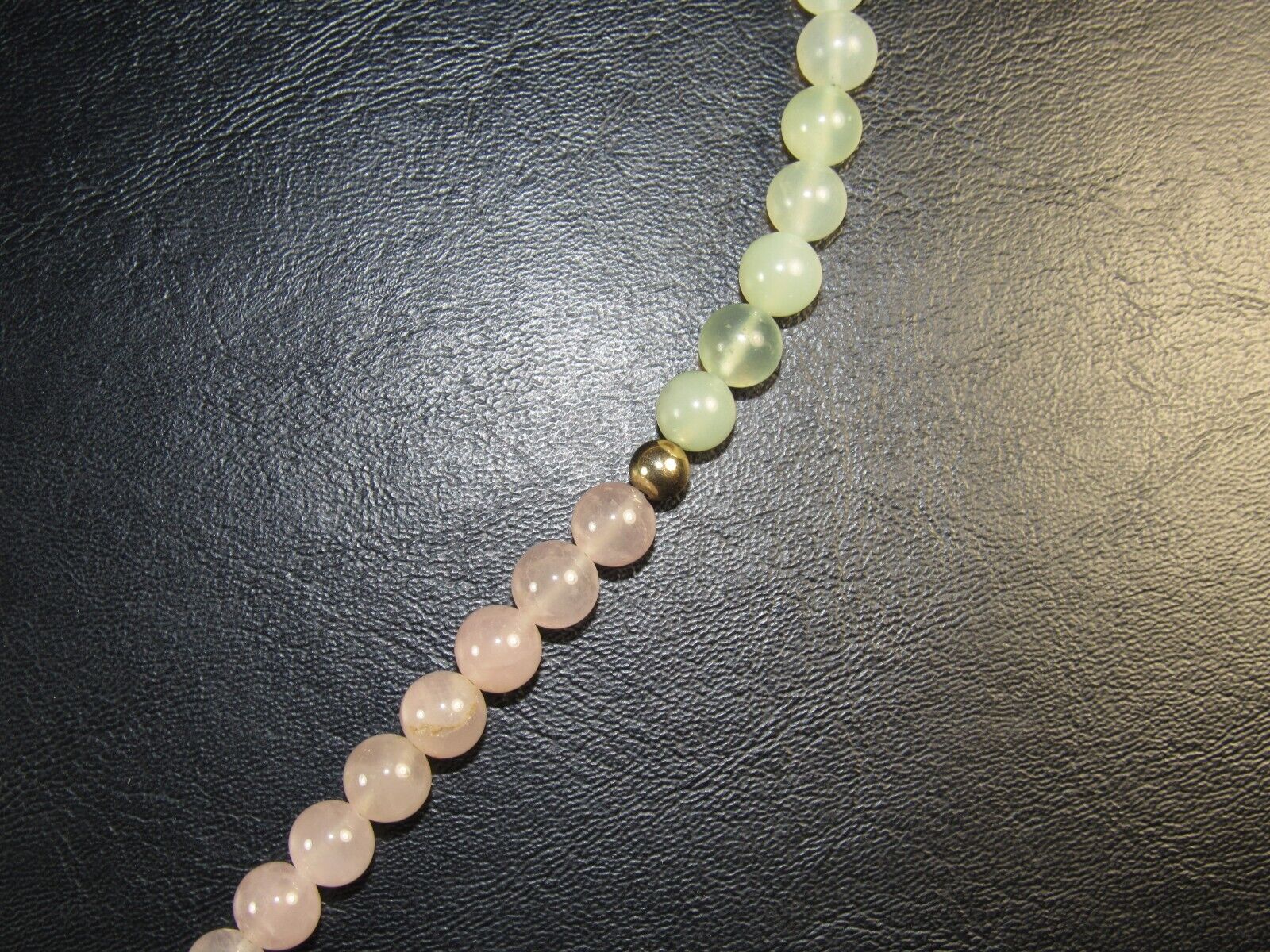 VTG Pale Green Jade Serpentine Rose Quartz Bead C… - image 7