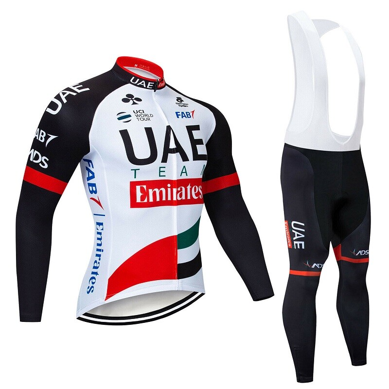 UAE Cycling Long Sleeve Jersey Bib Pants Set Bicycle Jersey