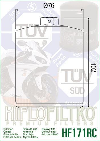 Hi-Flo High Perf Ölfilter - HF171CRC Harley FXDLI Dyna Low Rider (EFI) 2004-06 - Bild 2 von 2