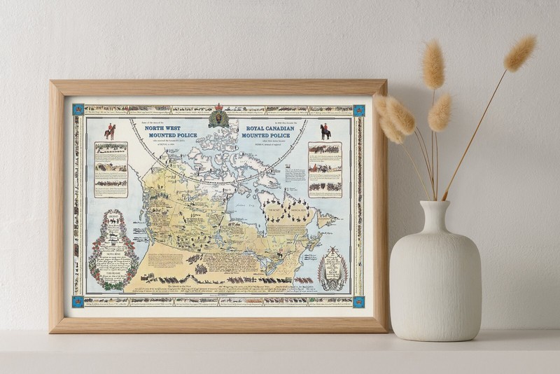 North West Royal Canadian Mounted Police Military Map 11x15 in. Wall Art Print