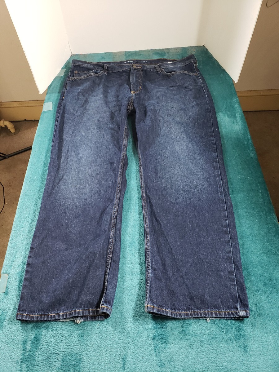 Old Navy Jeans Sz 42x30 Mens Blue Pants Stretch Denim Mid Rise Loose  Straight