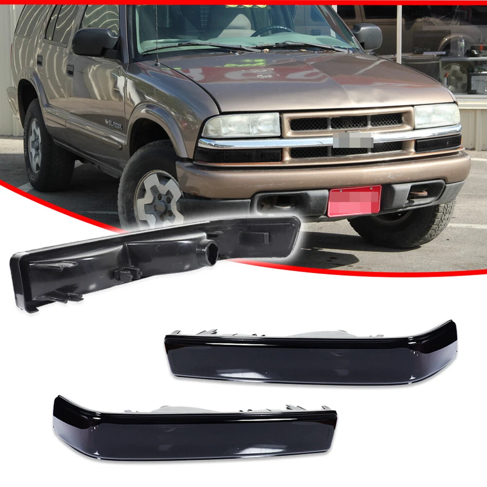 Fits 1998-2004 Chevy S10 Blazer GMC Sonoma Smoke Bumper Lights Signal Lamp 98-04 - Image 2 of 4