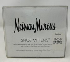 Newman Marcus Set of 2 Shoe Mittens Double Stitch Cotton Knit Black Beige NIB