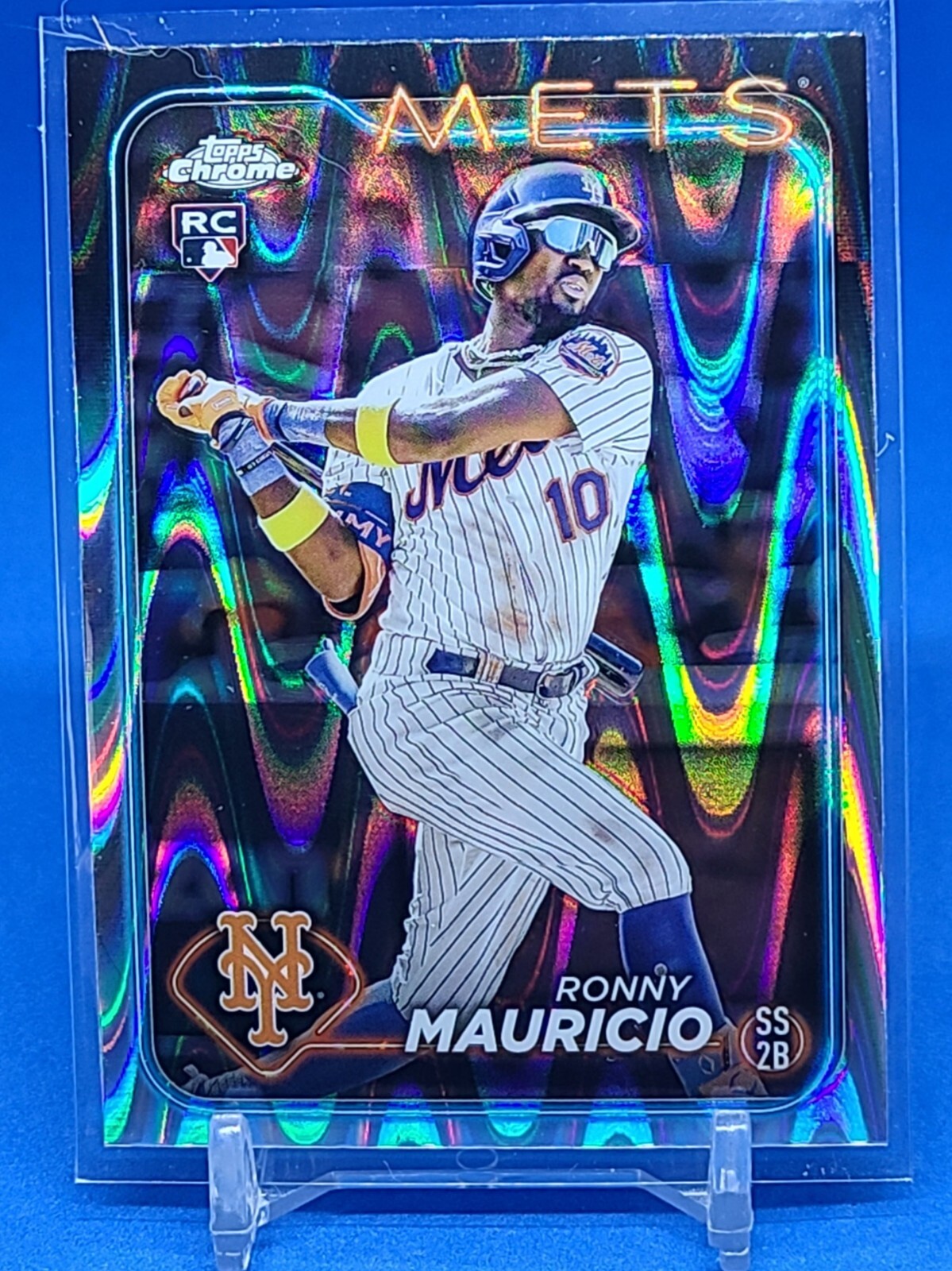 2024 Topps Chrome Ronny Mauricio #28 Chrome RayWave Refractor Rookie Card Mets