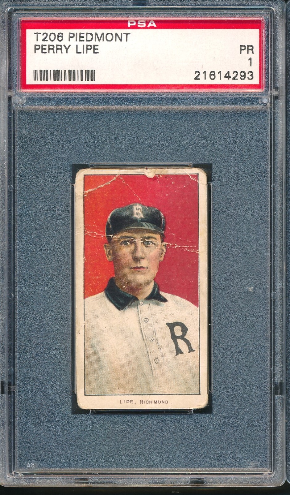 T206 Piedmont 350: PERRY LIPE Southern Leaguer, Richmond SL ~ PSA 1