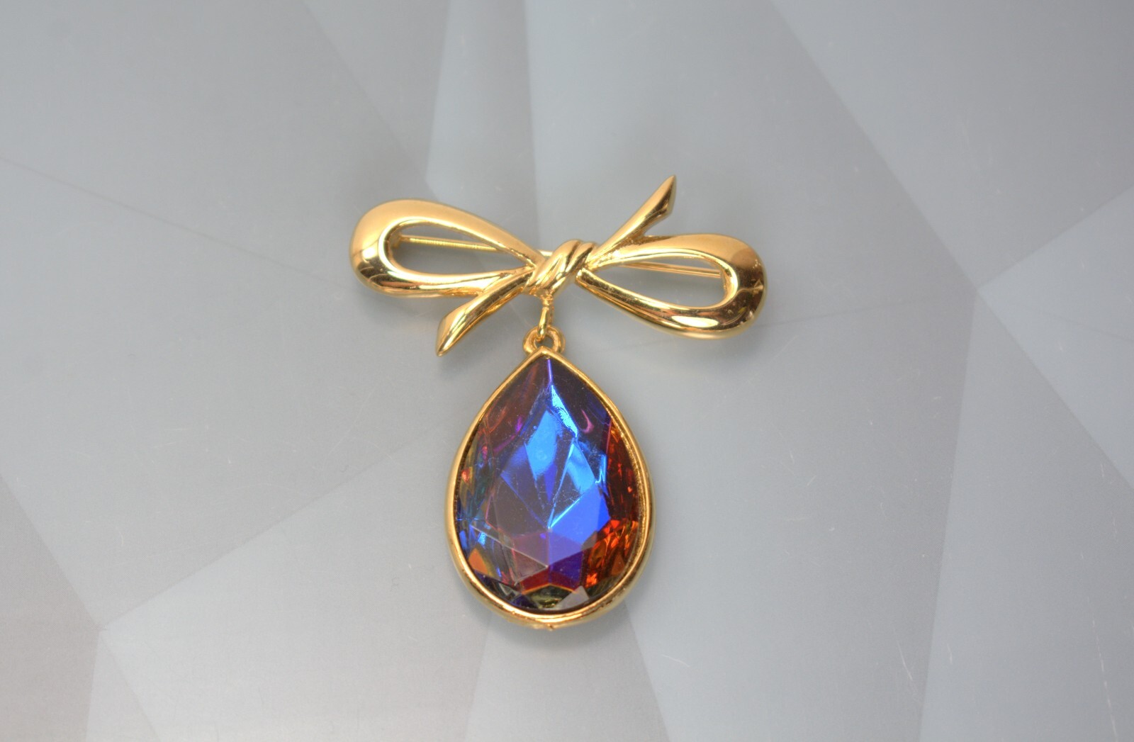 Statement Bow Brooch Pin Dangle Watermelon Rivoli… - image 2