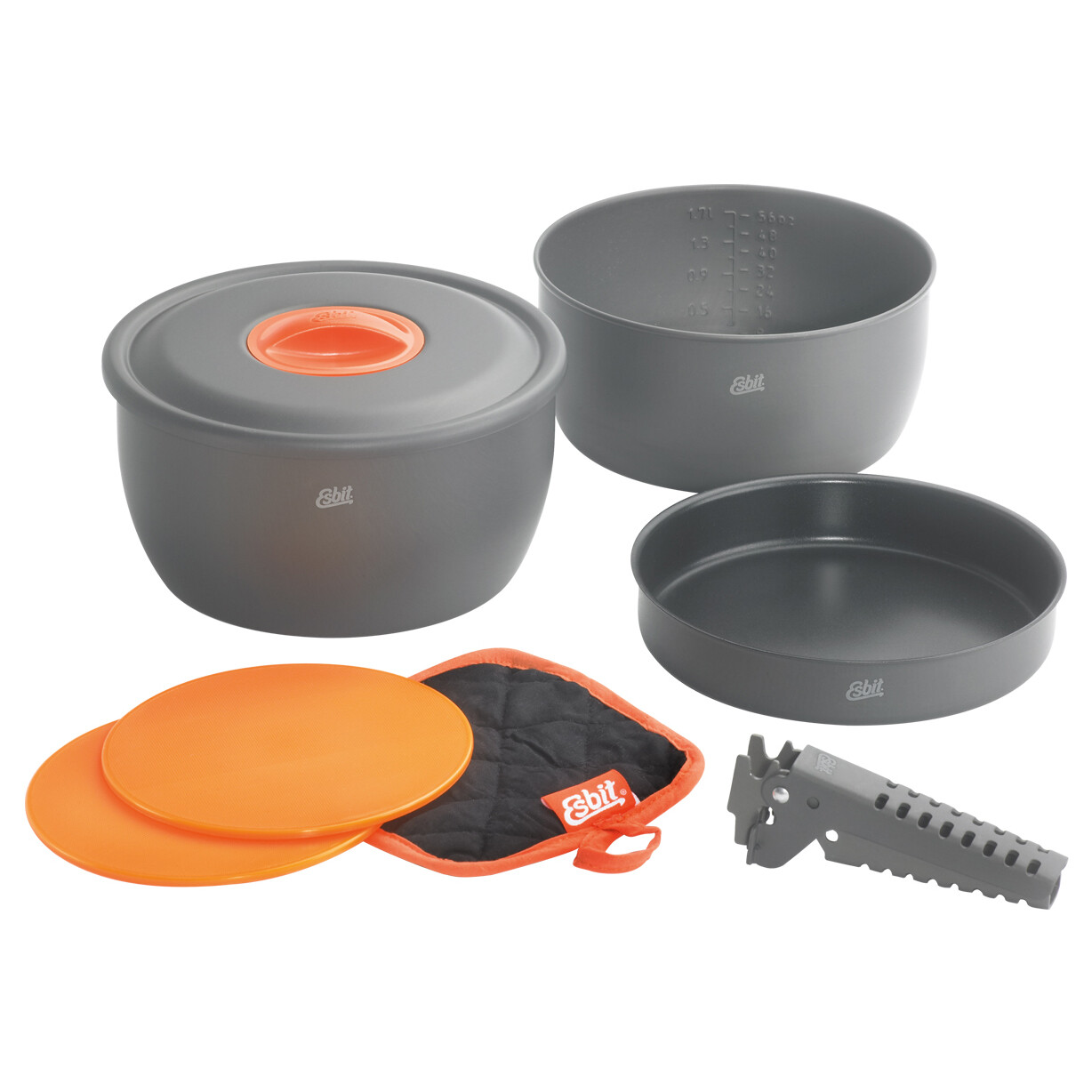 Esbit Aluminium Kochset CW2500HA mit 2 Töpfe + Pfanne ohne Antihaftbeschichtung