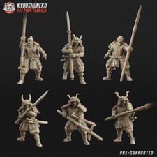 Kyoushuneko Japanese Samurai Spearmen x6 - Wargames - Resin