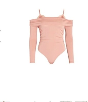 NWT Jonathan Simkhai Womens Pink Solid Long Sleeve Off Shoulder