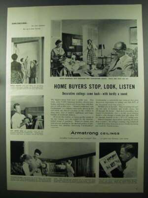 1956 Armstrong Full Random Cushiontone Ceiling Ad - Listen