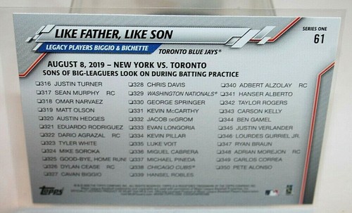 2020 Topps Like Father Like Son Biggio & Bichette ~ROOKIE~ #61 - Picture 2 of 2