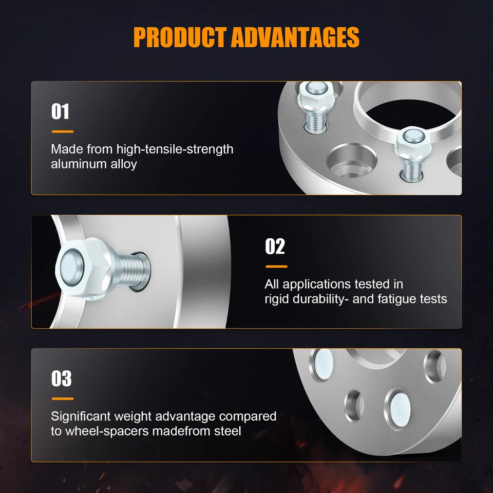 MIROZO 2PCS 1" Thick 5x4.75 7/16" Wheel Spacers For Chevy Malibu Buick LeSabre - Image 4 of 4