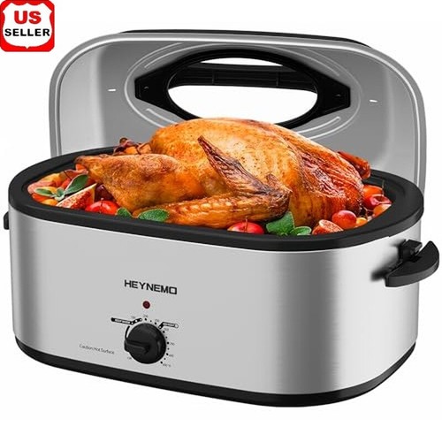 28 Quart Electric Roaster Oven Self Basting Lid Adjustable Temp Easy Clean New