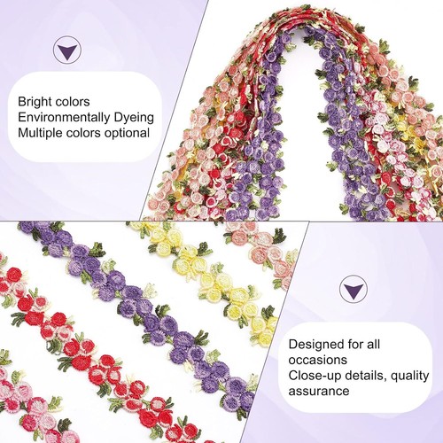 10 Yard Flower Embroidered Trim Lace Ribbon Sewing Fringe Edge Wedding DIY Craft - Picture 37 of 45