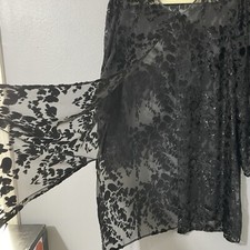 Vtg Womens Cardigan Sheer Burnout Velvet Whimsigoth Witchy Grunge Jacket Top XL