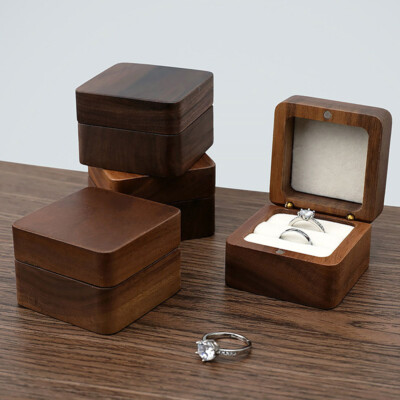 Double or Single RIng Wooden Wedding Engagement customized Ring Jewelry Box  US