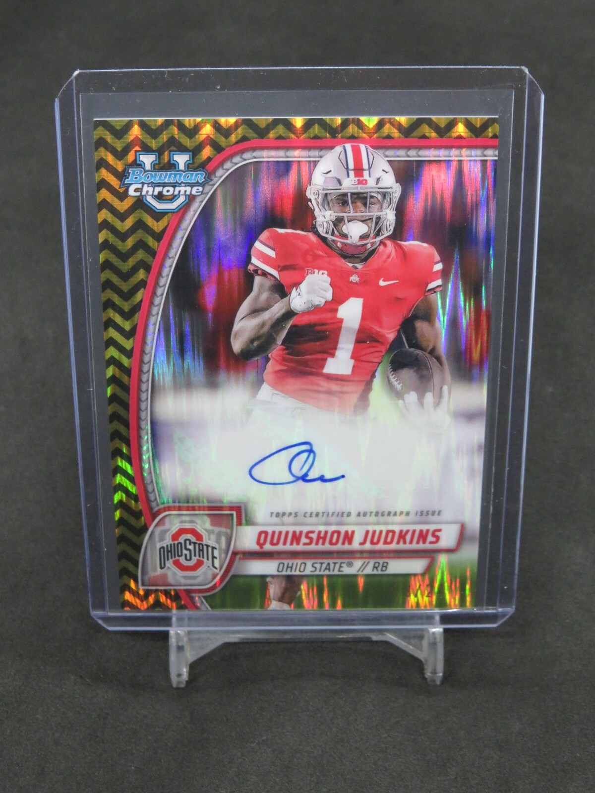 2024 BOWMAN UNIVERSITY CHROME QUINSHON JUDKINS GOLD BLACK STEALTH AUTO /24 AL2