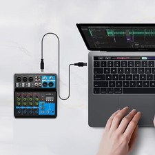5-Channel Mixer with Bluetooth, USB, and Reverb for Live Audio Mixing