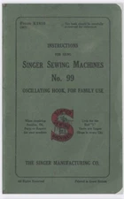 Singer Sewing Machine No. 99 Instruction Manual PDF DIGITAL  file Only