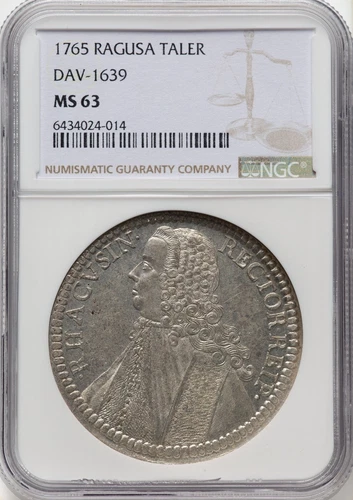 Italy - 1765 Ragusa Tallero NGC MS63 - FINEST OF ONLY 13 SPECIMENS KNOWN TO NGC!