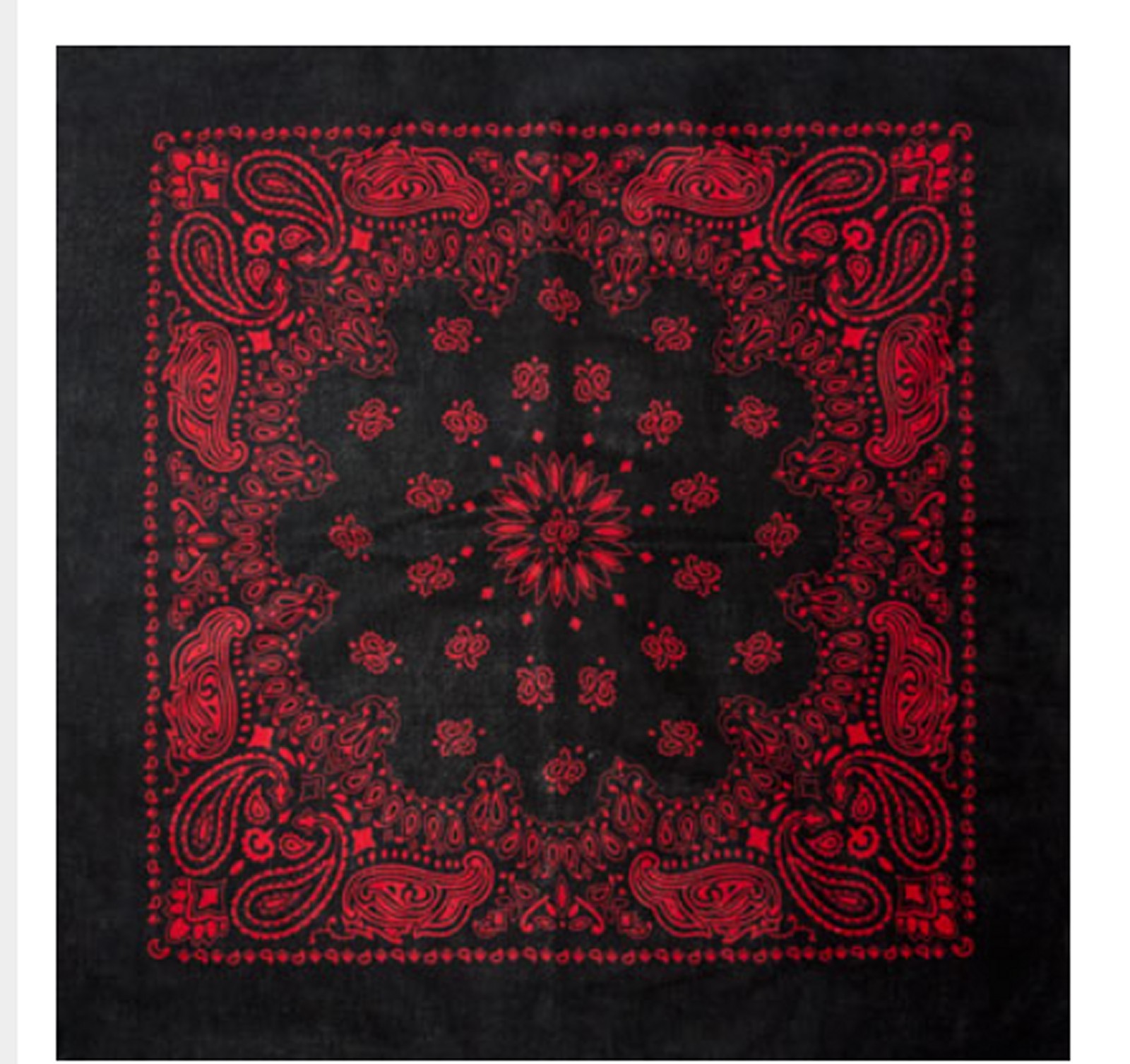 Cotton Bandana Scarf Black Red Western Round Paisley Extra Large 27 inch square