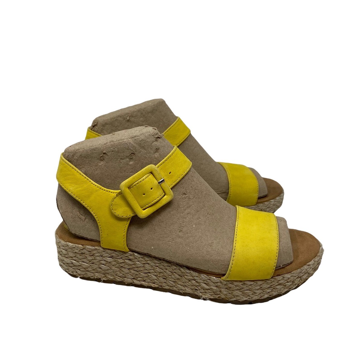 Kenneth Cole Reaction Calm Water Yellow Platform Espadrille Sandal sz 8M
