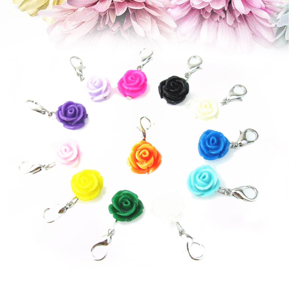 20 Pcs Rose Dangle Charms for Keychain Eye-catching Pendant