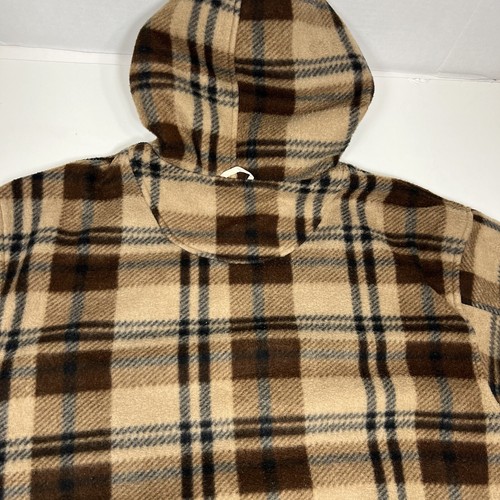 Vtg 90s Women Rain Reversible Plaid Brown Tan Fleece Rain Hoodie jacket Size XL - Picture 13 of 14