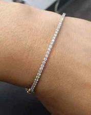 3Ct Round Cut Lab-Created Diamond Women Tennis Bracelet 14k White Gold Over 7"