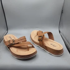 Clarks Brynn Madi Thong Sandals Women's 7M Tan Leather A137
