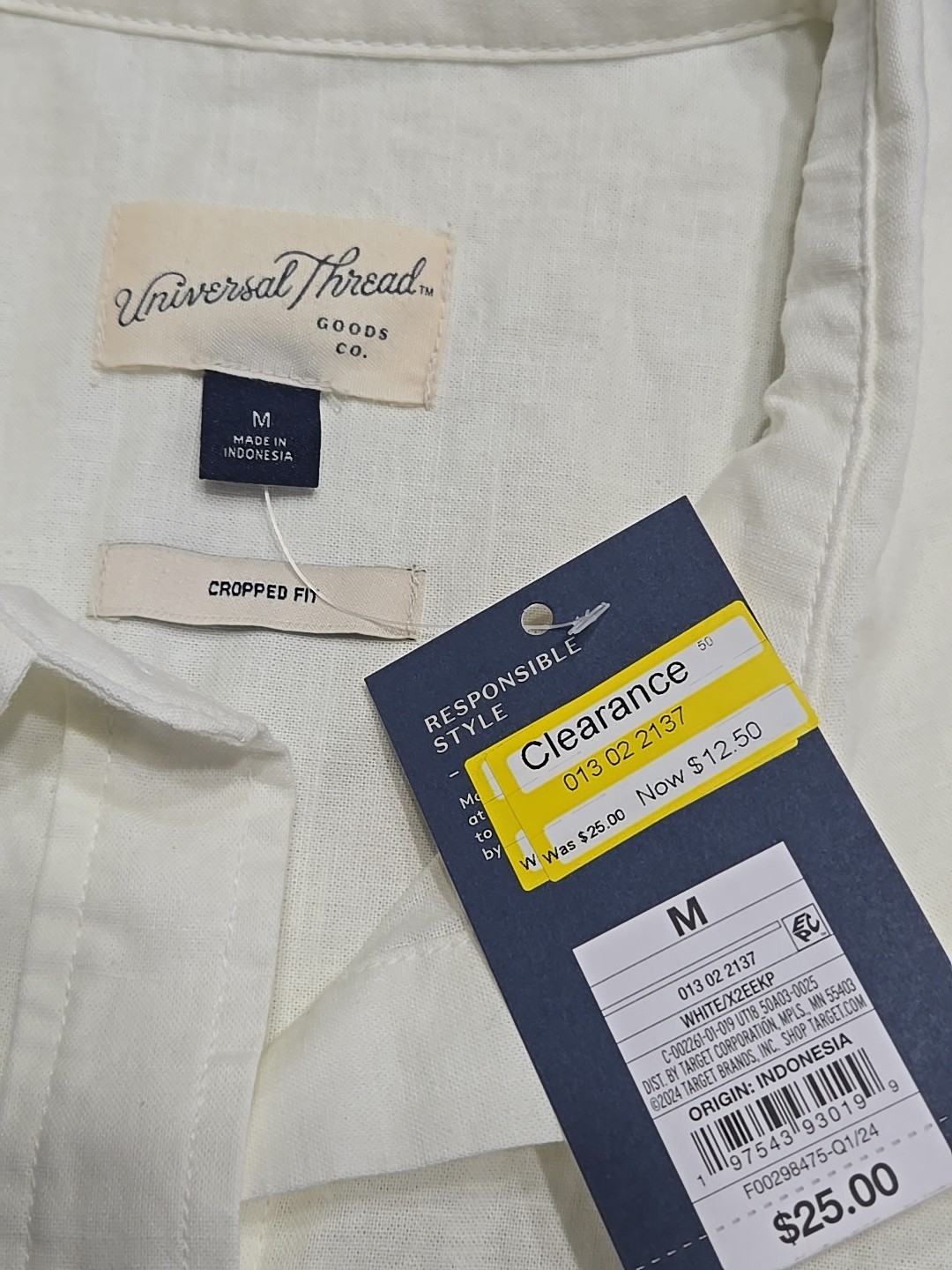 Universal Thread Ivory Cropped Fit Button Up Long… - image 8