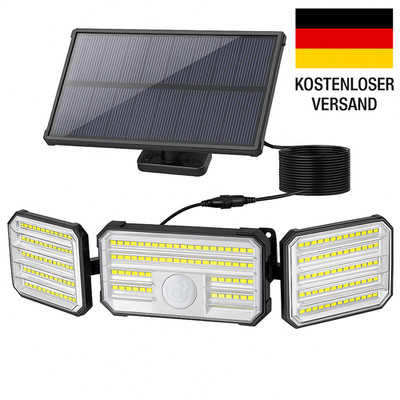 Solar LED Außenleuchte 160 LEDs Bewegungsmelder Alarm 4 Modi Fernbedienung IP67