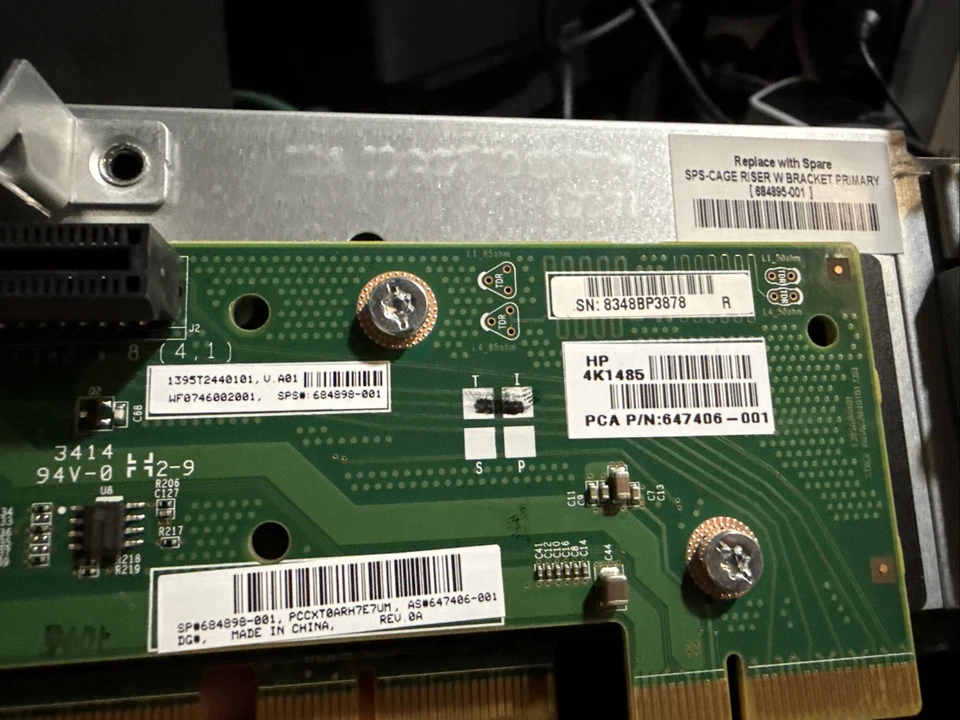 HP 647406-001 PCIe LOWPROFILE RISER BOARD w/PCIe Riser Card - PROLIANT DL380E G8 - Image 4 of 4