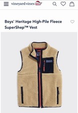 Vineyard Vines Boys Heritage High-Pile Fleece Supersherp Vest Sz 6 Tan