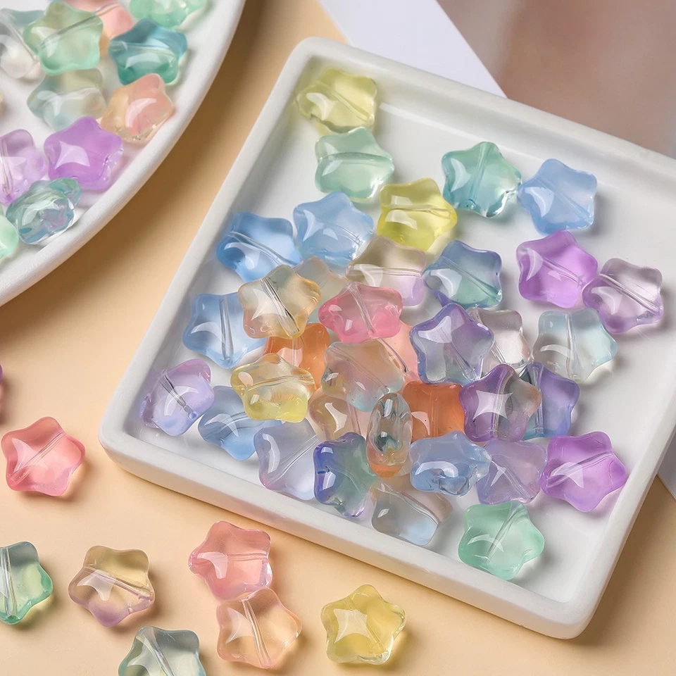100pcs Multicolor Glass Lampwork Star Beads 15mm Hole 1.2mm DIY Jewelry Crafts - Image 4 of 4