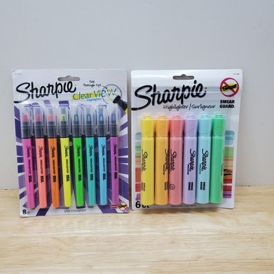 New 8 & 6 Pack Sharpie Clear View stick Highlighter Assorted Chisel Tip Pastel