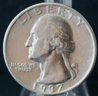1937d Washington silver quarter BU