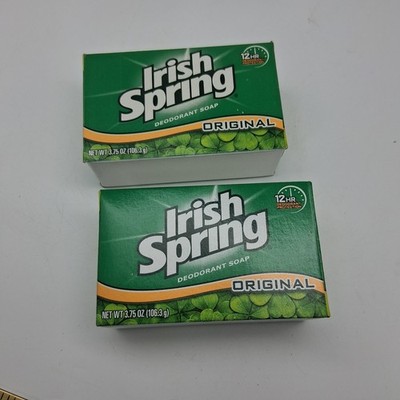 2x Irish Spring Vtg Bar Soap 3.75 Original Deodorant Green Box USA No Flaxseed 