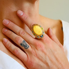 Baltic Butterscotch Amber Gold Ring-Adjustable Size