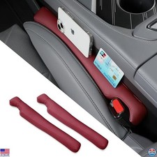 Premium Leather Car Seat Gap Filler Organizer - 2 Pack, Fits 3.5-6cm Gaps, Wine