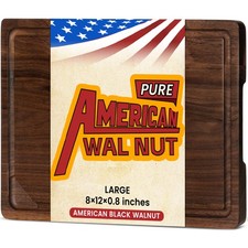 Walnut Wood Cutting Board for Kitchen, Reversible Wooden Chopping Board with ...