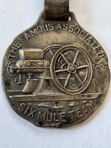 THE FAMOUS ASSOCIATED SIX MULE TEAM ANTIQUE WATCH FOB ORIGINAL STRAP