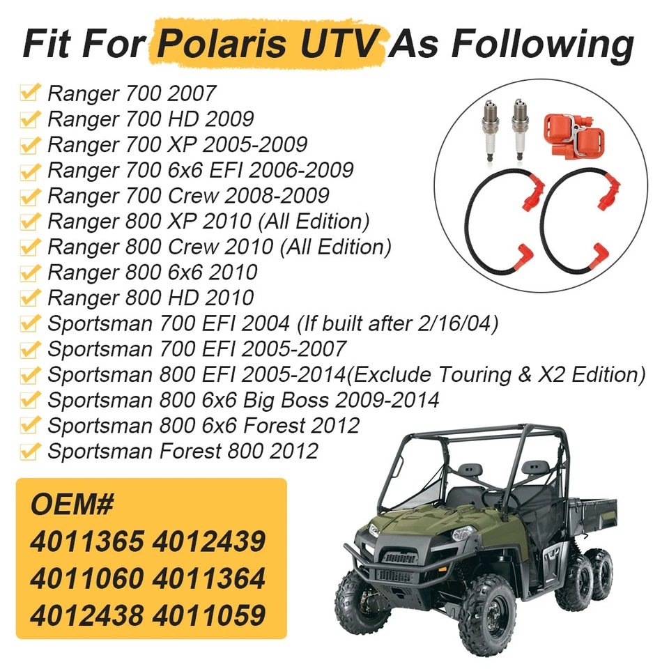 Bobina de encendido y bujía y tapa con cable para Polaris Ranger 700 800 2007-2010 Foto 2 de 4