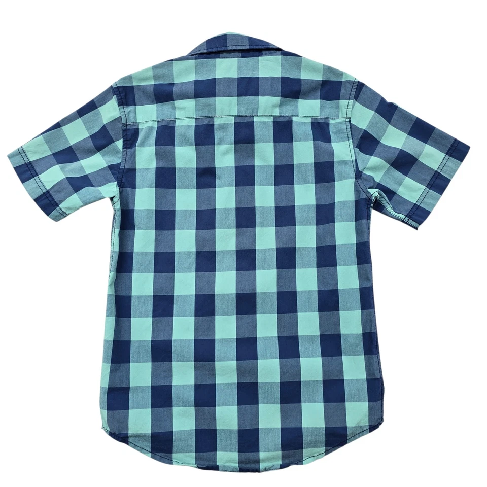 Wrangler Jungen Gingham Check Kurzarm Hemd mit Knopfleiste L Türkis - Bild 2 von 4