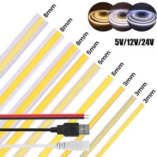 12V 5V COB LED Strip Lights Adhesive Flexible Tape Light Cabinet Kitchen Light