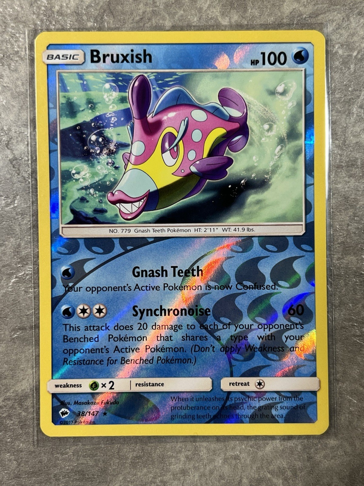 Bruxish 38/147 Pokemon TCG Sun Moon Sm-Burning Shadows Reverse Holo (Light Play)