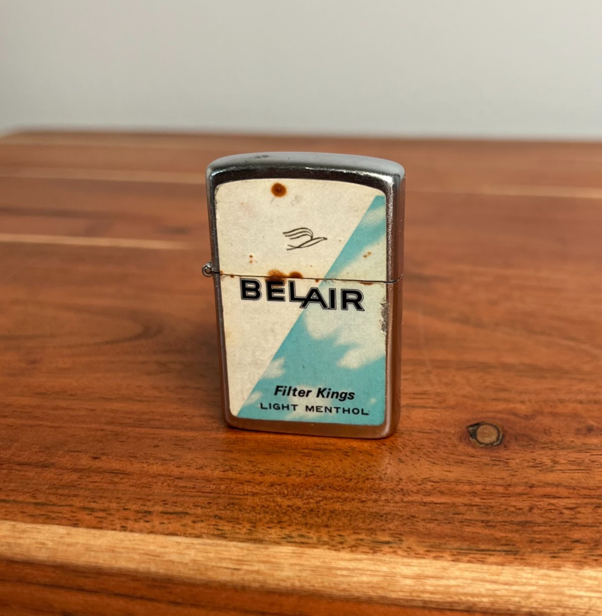 Vintage Bel Air Cigarette Promo Lighter Oil Flip Top 